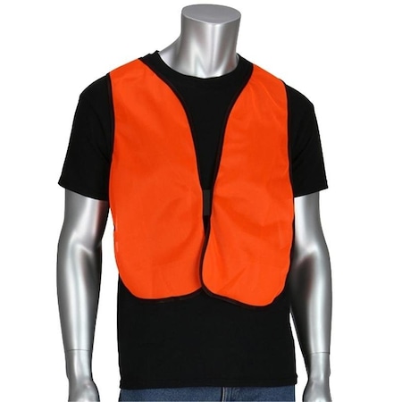 SAFETY WORKS 818040 Reflective Safety Vest, OneSize, Mesh Fabric, Orange, HookandLoop Closure